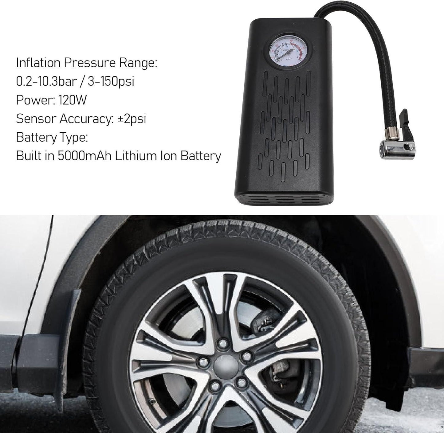 Markam Industries® Portable Air Compressor Tire Inflator – 150 PSI Cordless Air Pump
